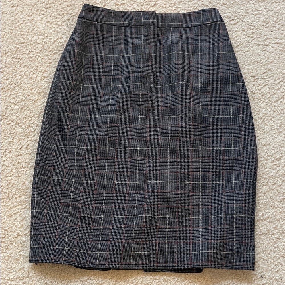 Brooks Brothers Gray Wool Plaid & houndstooth Skirt size 2